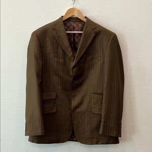MECCA Brown/Gold Pinstriped Sport Coat Superior150’s Lightweight Flawless Men48L